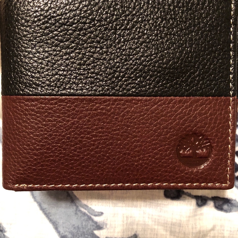 Timberland Men's Leather Passcase Credit Card Id Billfold Wallet Blk/Brown